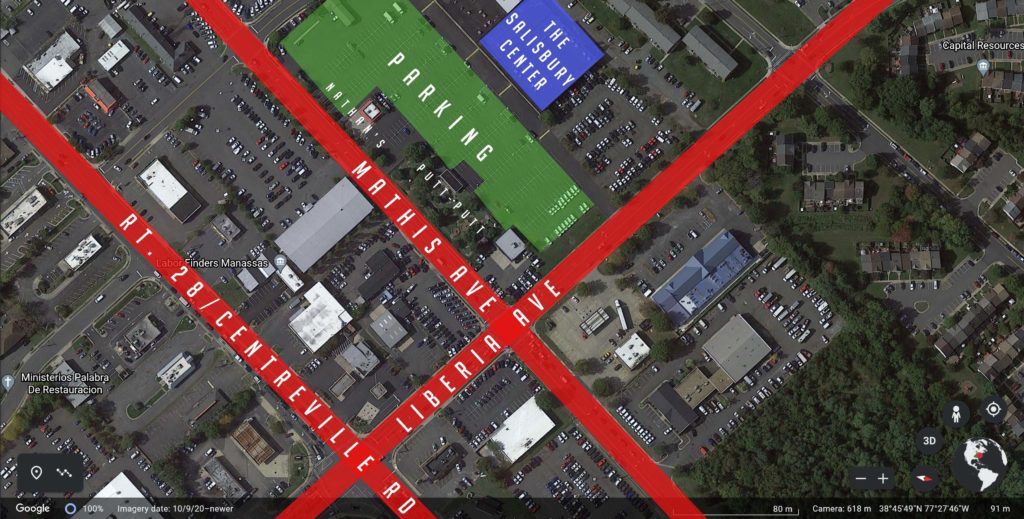 The Salisbury Center Parking Lot Overhead View