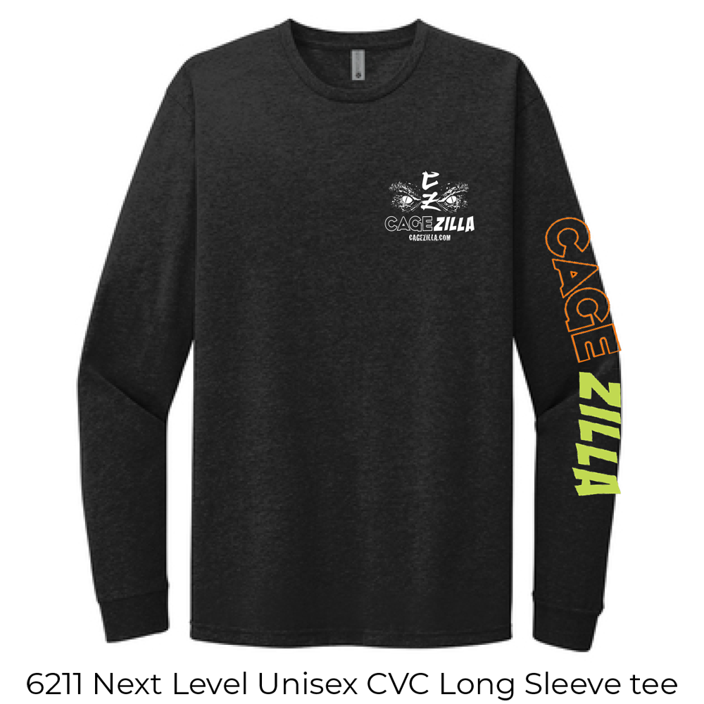 6211 Next Level Unisex CVC Long Sleeve Tee Black CageZilla Anthro Back-Left Chest-Sleeve - Image 2