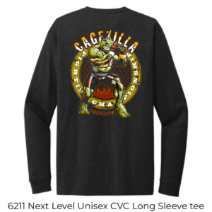 6211 Next Level Unisex CVC Long Sleeve Tee Black CageZilla Anthro Back-Both Sleeves
