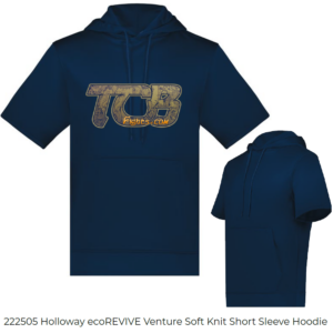 222505 Holloway Eco Revive Venture Soft Knit Short Sleeve Hoodie TCB Navy
