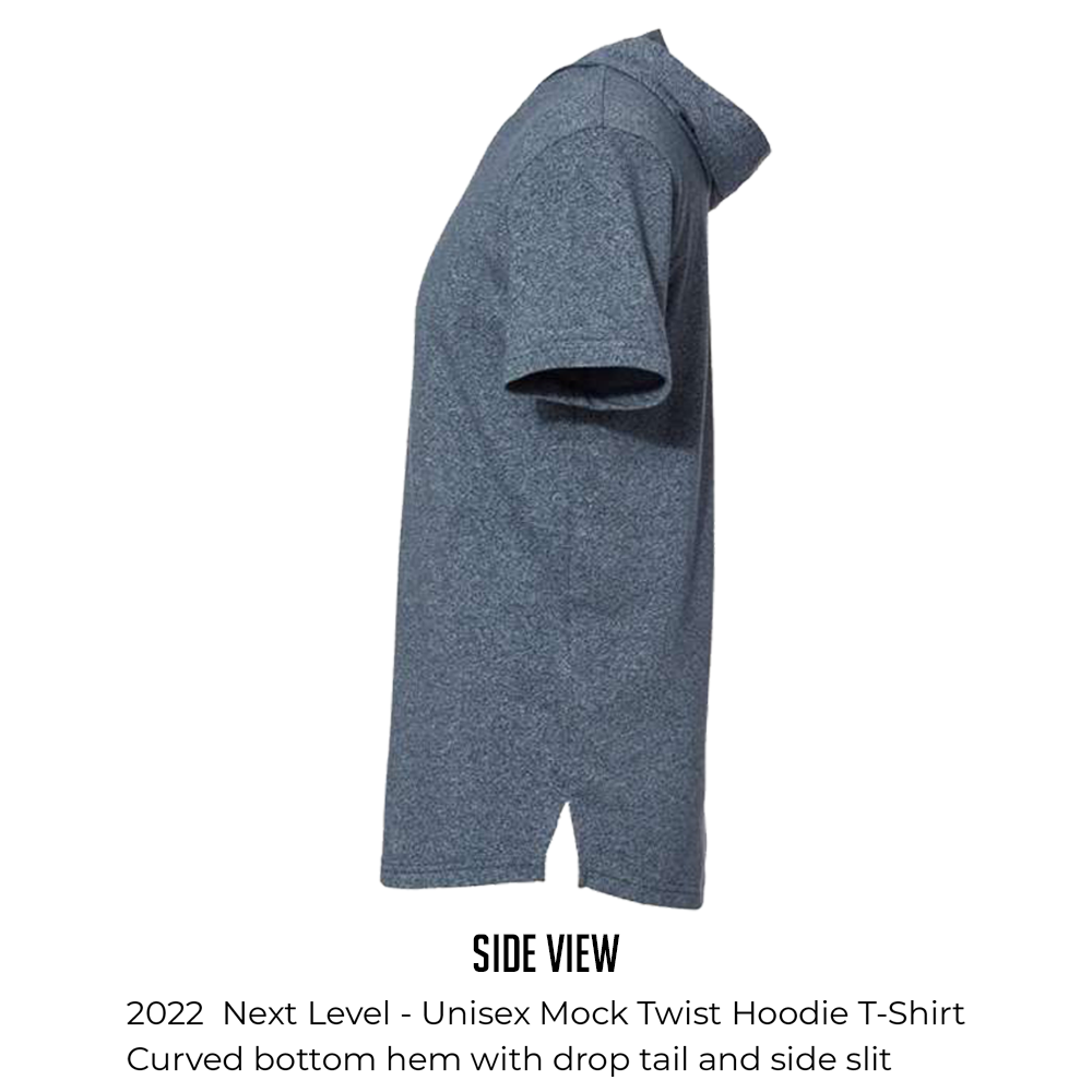 2020 Next Level Unisex Mock Twist Hoodie T-Shirt Curved Bottom Hem With Drop Tail And Side Slit TCB Indigo - Image 2