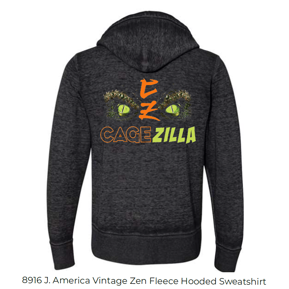 8916 J America Vintage Zen Fleece Hooded Sweatshirt CageZilla Black - Image 3