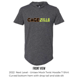 2020 Next Level Unisex Mock Twist Hoodie T-Shirt Curved Bottom Hem With Drop Tail And Side Slit CageZilla Black
