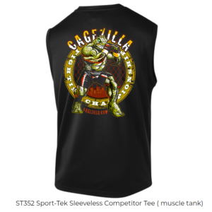 ST352 Sport Tek Sleeveless Tee CageZilla Black Anthro Back-Left Chest