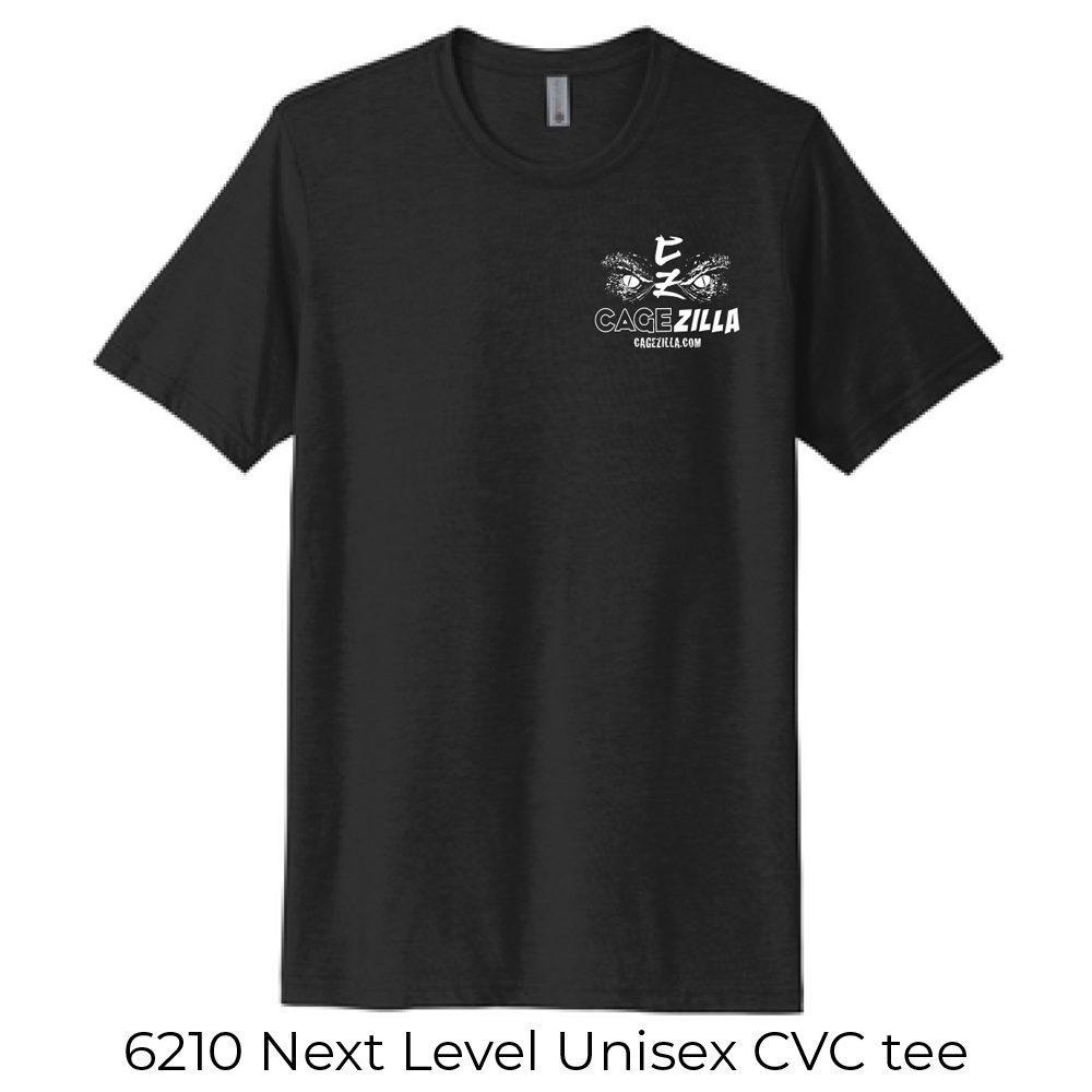 6210 Next Level Universal CVC tee Cagezilla Anthro Back-Left Chest - Image 2