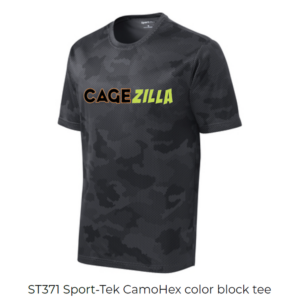 ST371 Sport Tek Camo Hex Color Block Tee CageZilla Iron Grey